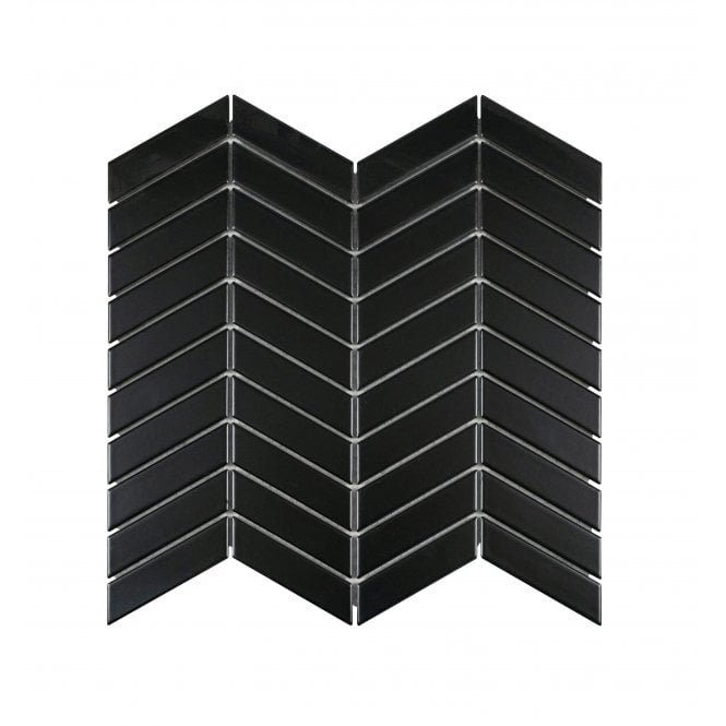 Chevron Matt Black 28.85cm x 30.25cm (2.3cm x 8.5cm) Mosaic Tile