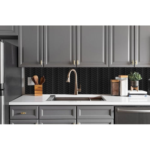 Chevron Matt Black 28.85cm x 30.25cm (2.3cm x 8.5cm) Mosaic Tile
