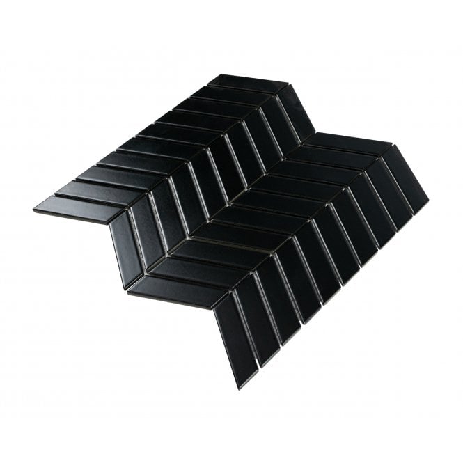 Chevron Matt Black 28.85cm x 30.25cm (2.3cm x 8.5cm) Mosaic Tile