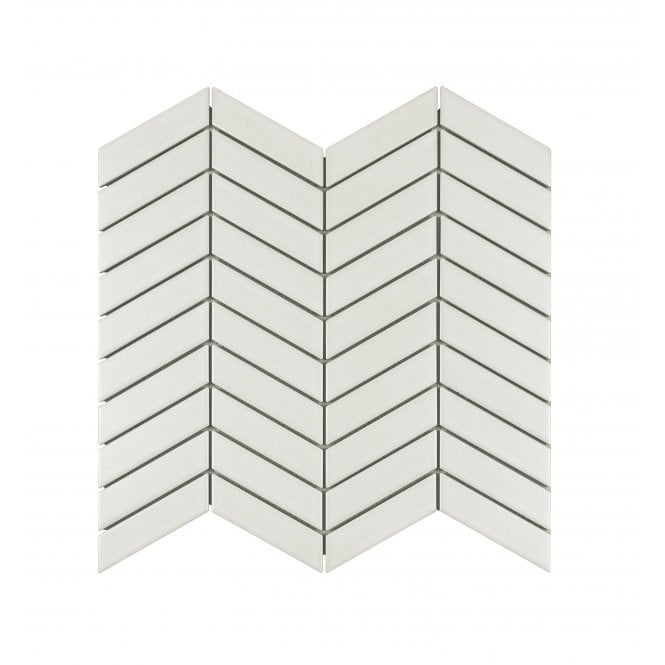 Chevron Matt White 28.85cm x 30.25cm (2.3cm x 8.5cm) Mosaic Tile