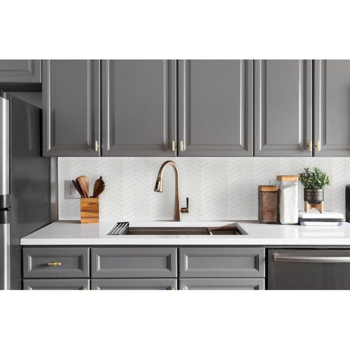 Chevron Matt White 28.85cm x 30.25cm (2.3cm x 8.5cm) Mosaic Tile
