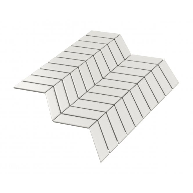 Chevron Matt White 28.85cm x 30.25cm (2.3cm x 8.5cm) Mosaic Tile