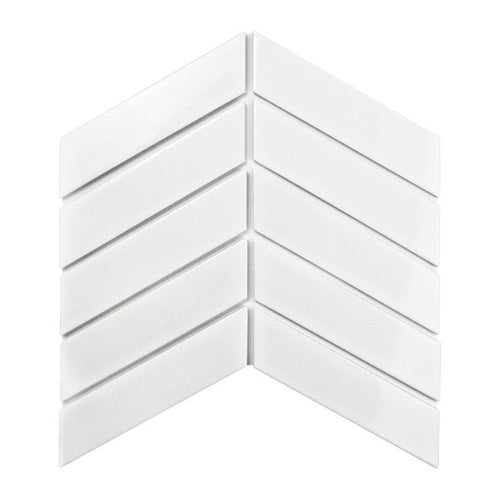 Chevron Matt White 31.85cm x 22.4cm (4.5cm x 18cm) Mosaic Tile