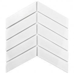 Chevron Matt White 31.85cm x 22.4cm (4.5cm x 18cm) Mosaic Tile