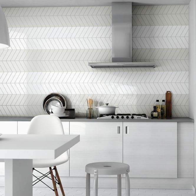 Equipe Chevron Mint Left 18.6 x 5.2cm Wall Tile PER BOX