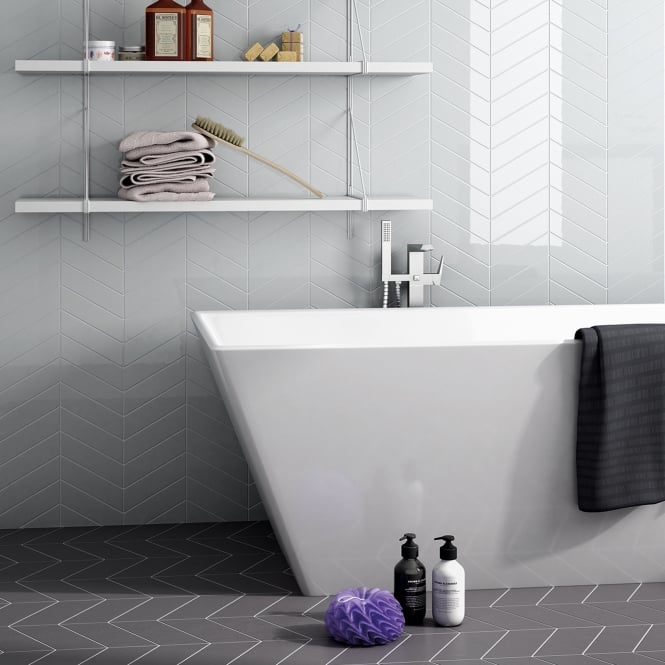 Equipe Chevron Sky Blue Right 18.6 x 5.2cm Wall Tile PER BOX