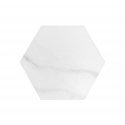 Made In Spain Cipriani Hexagon White Marble Effect Matt Porcelain 20cm x 24cm Wall and Floor Tile