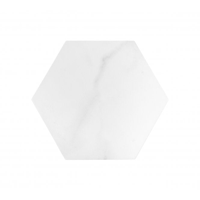 Made In Spain Cipriani Hexagon White Marble Effect Matt Porcelain 20cm x 24cm Wall and Floor Tile