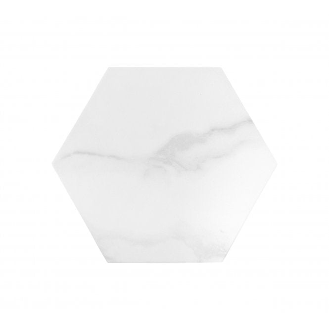 Made In Spain Cipriani Hexagon White Marble Effect Matt Porcelain 20cm x 24cm Wall and Floor Tile