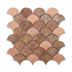 Copper Fan Mix 29cm x 29.6cm (6.2cm x 7.2cm) Mosaic Tile