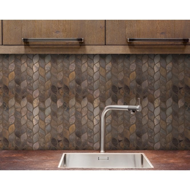 Copper Leaf Mix 30cm x 33.7cm (3.43cm x 7cm) Mosaic Tile