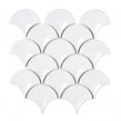 Cotton White Gloss 27.3cm x 25.9cm Fan Mosaic Tile