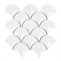 Cotton White Gloss 27.3cm x 25.9cm Fan Mosaic Tile