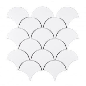 Cotton White Matt 27.3m x 25.9cm Fan Mosaic Tile