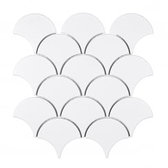 Cotton White Matt 27.3m x 25.9cm Fan Mosaic Tile