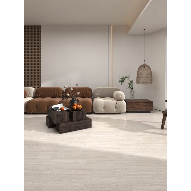 Country White Peel and Stick Vinyl Floor Tile 91.4cm x 15.2cm (2.5 Sq/M Per Pack)