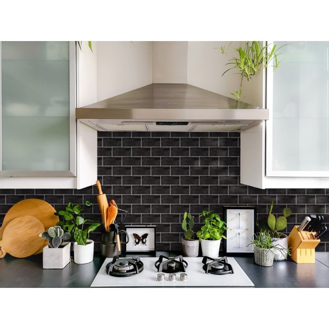 Crackle Glaze Coal Grey 7.5cm x 15cm Wall Tile