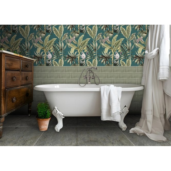 Crackle Glaze Hyde Park Green 7.5cm x 15cm Wall Tile