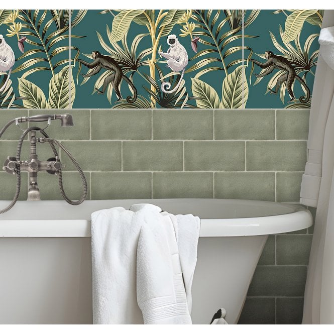 Crackle Glaze Hyde Park Green 7.5cm x 15cm Wall Tile