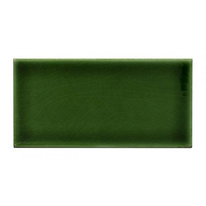 Crackle Victorian Green Glazed 7.5cm x 15cm Wall Tile