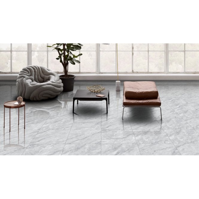 Cuarzo Grey Polished Wall & Floor Tile 60cm x 60cm