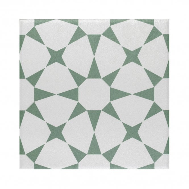Cuban Star Green 20cm x 20cm Wall & Floor Tile