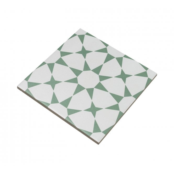 Cuban Star Green 20cm x 20cm Wall & Floor Tile