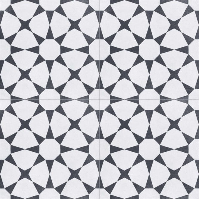 Cuban Star White 20cm x 20cm Wall & Floor Tile