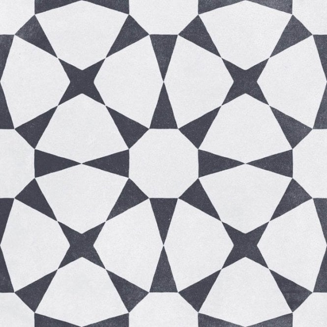 Cuban Star White 20cm x 20cm Wall & Floor Tile