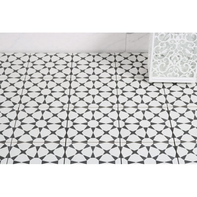 Cuban Star White 20cm x 20cm Wall & Floor Tile