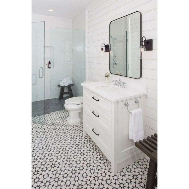 Cuban Star White 20cm x 20cm Wall & Floor Tile