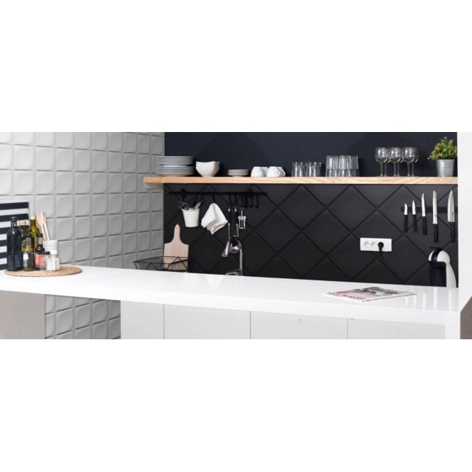 Bouquet Tiles Cube Grey 25.4cm x 25.4cm Wall Tile