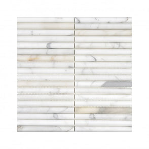Curva Stick Calacatta Gold Marble (15.2cm x 1.5cm) 30.5cm x 30.5cm Mosaic Tile