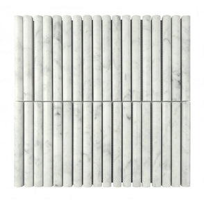 Curva Stick Carrara Marble (15.2cm x 1.5cm) 30.5cm x 30.5cm Mosaic Tile