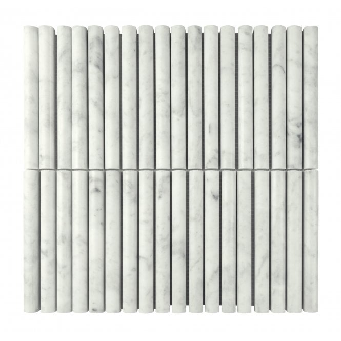 Curva Stick Carrara Marble (15.2cm x 1.5cm) 30.5cm x 30.5cm Mosaic Tile