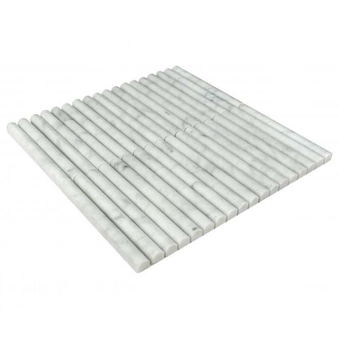 Curva Stick Carrara Marble (15.2cm x 1.5cm) 30.5cm x 30.5cm Mosaic Tile