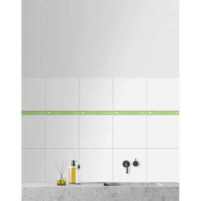 Curva Verde Lustre Ripple 2cm x20cm Border Tile