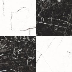 Darwin Black and White Marble Effect 45cm x 45cm Wall and Floor Tile