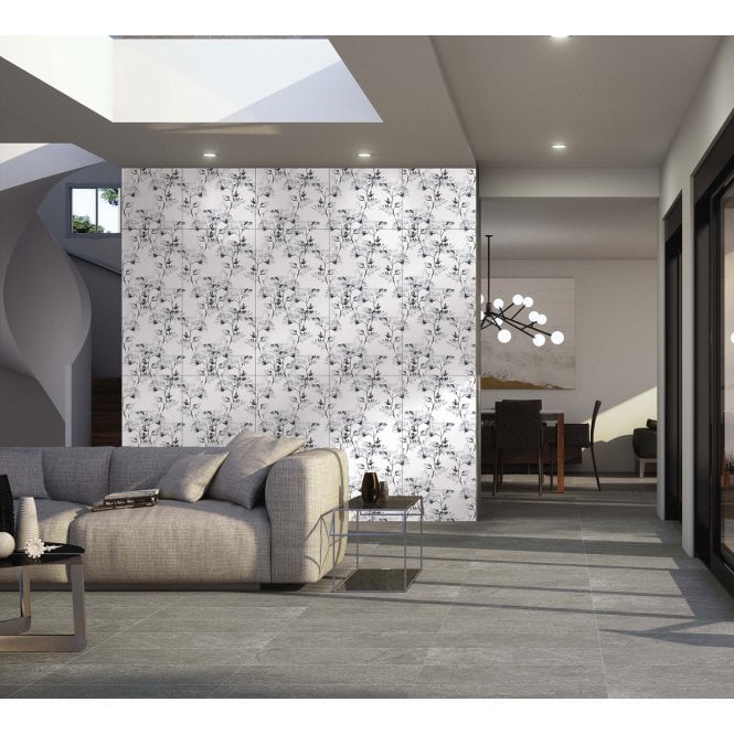Deco Black & White Rectified Porcelain 49.1cm x 98.2cm Wall & Floor Tile