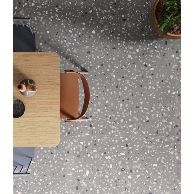 Italian Design DeConcrete Grey Terrazzo 60cm x 60cm Wall & Floor Tile