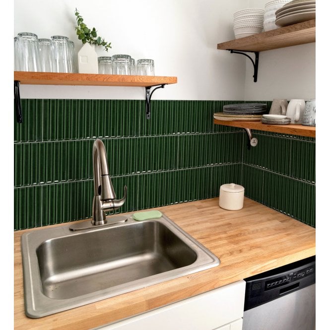 Decorado Kit Kat Verde Cobre Brillo 10cm x 30cm (1.5cm x 10cm) Wall Tile