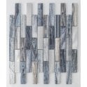 Denim Wood Interlocking Aluminium and Glass Mix (2.4cm x 9.8cm) 30cm x 30cm Mosaic