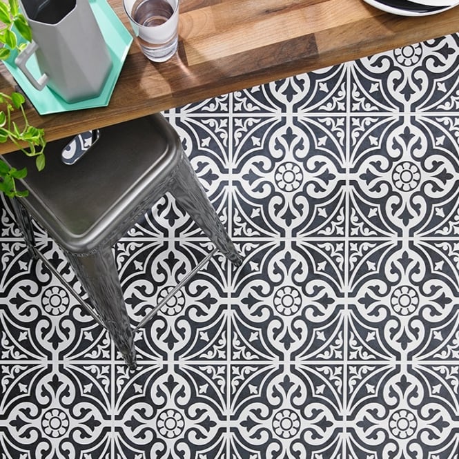 British Ceramic Tile Devonstone Black Feature 33cm x 33cm Wall and Floor Tile