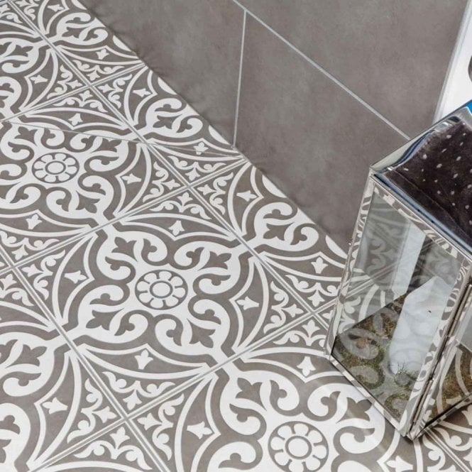 British Ceramic Tile Devonstone Grey Feature 33cm x 33cm Wall and Floor Tile