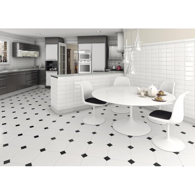 Vives Diamante Metro Brick Gloss Blanco 10cm x 20cm Wall Tile