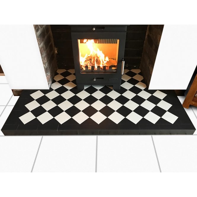 Diamond Chequer Fireplace Quarry Hearth Tile Set