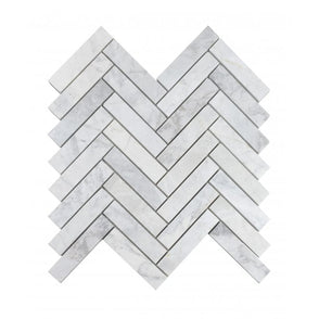 Dolomiti Carrara Honed Marble 28cm x 30.5cm Herringbone Mosaic Tile