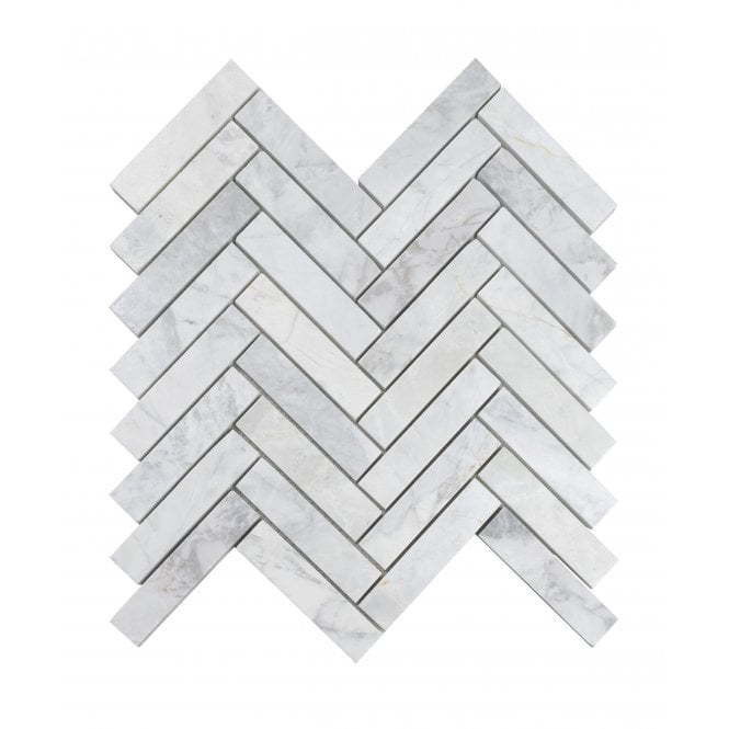 Dolomiti Carrara Honed Marble 28cm x 30.5cm Herringbone Mosaic Tile