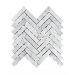Dolomiti Carrara Honed Marble 28cm x 30.5cm Herringbone Mosaic Tile
