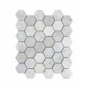Dolomiti Carrara Honed Marble 28cm x 30.5cm Hexagon Mosaic Tile
